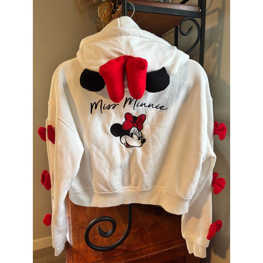 Forever 21 x Disney "Miss Minnie" Zip Cropped Hoodie Sz M